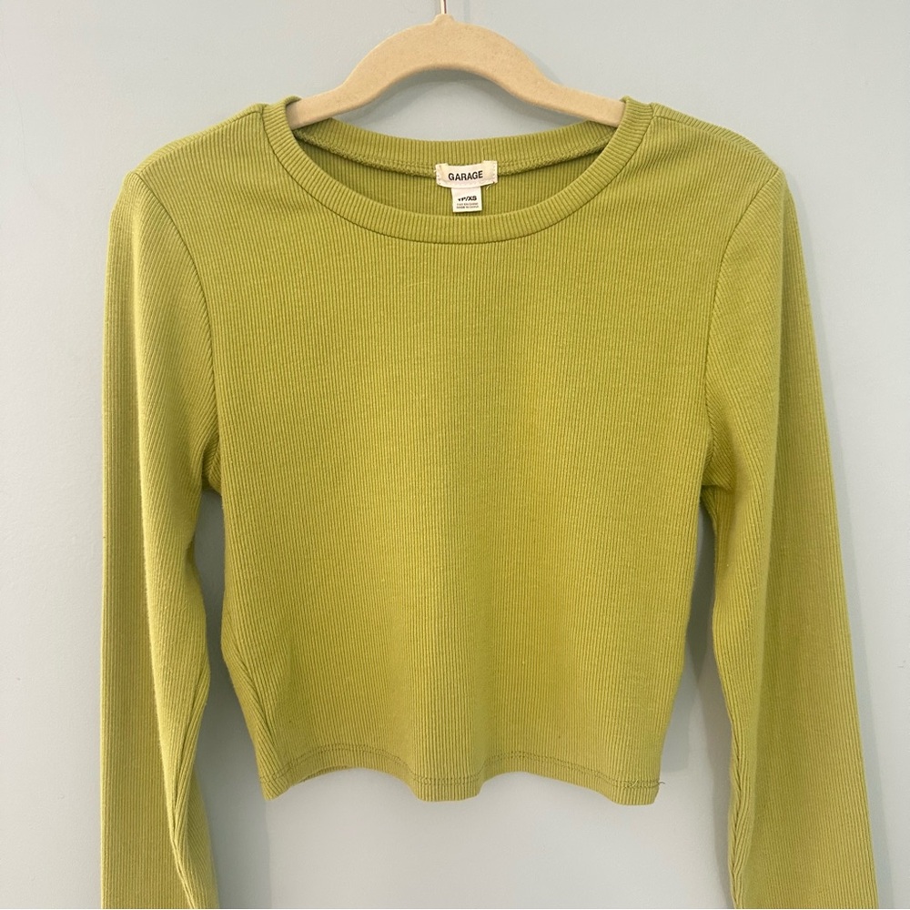 Garage Chartreuse Ribbed Long Sleeve Tee